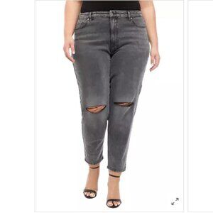 TRUE CRAFT Plus Size Super High Rise Relaxed Mom Jeans Gray Wash 18WR